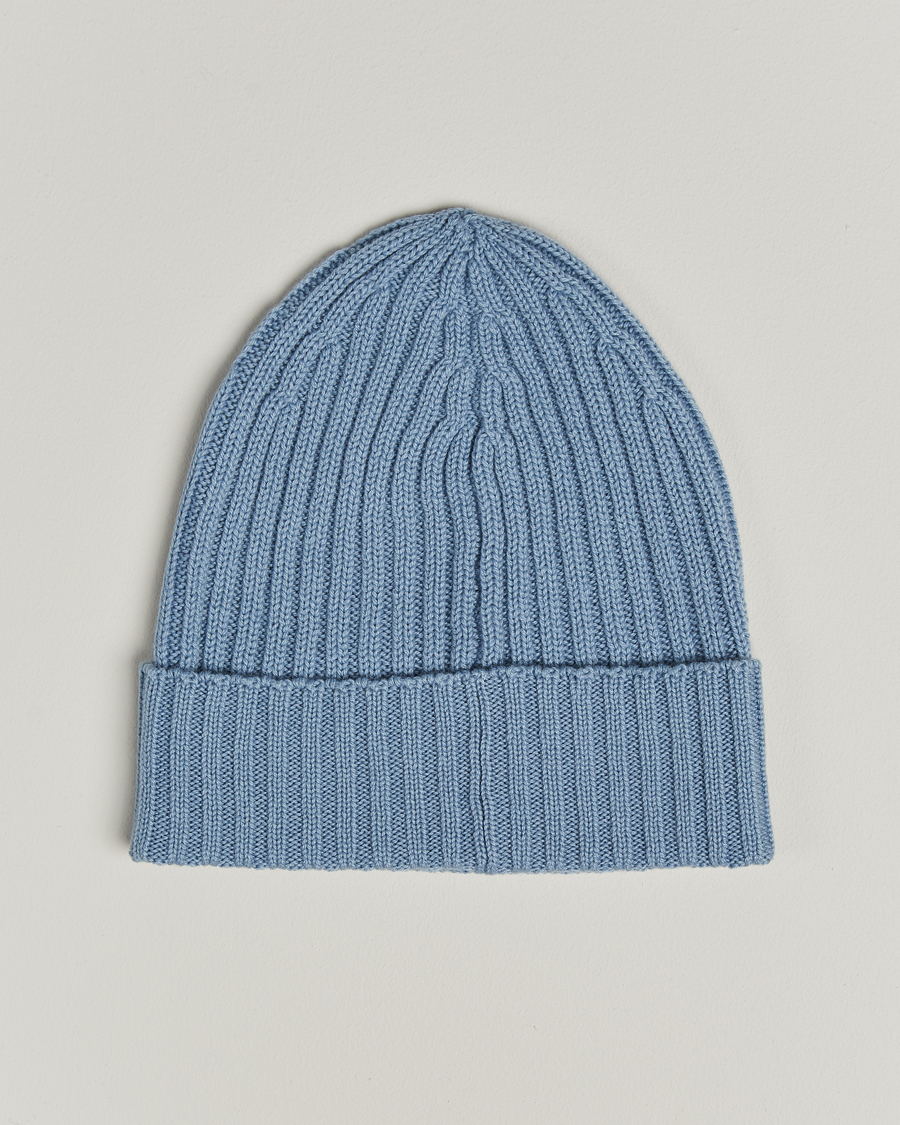 Heren | Mutsen | Piacenza Cashmere | Ribbed Cashmere Beanie Sky Blue
