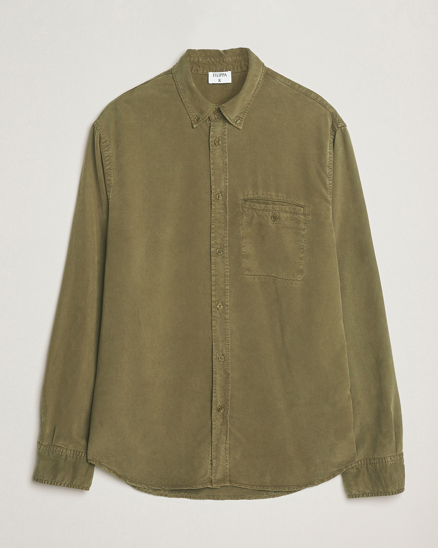 Heren | Overhemden | Filippa K | Zachary Lyocell Shirt Dark Olive