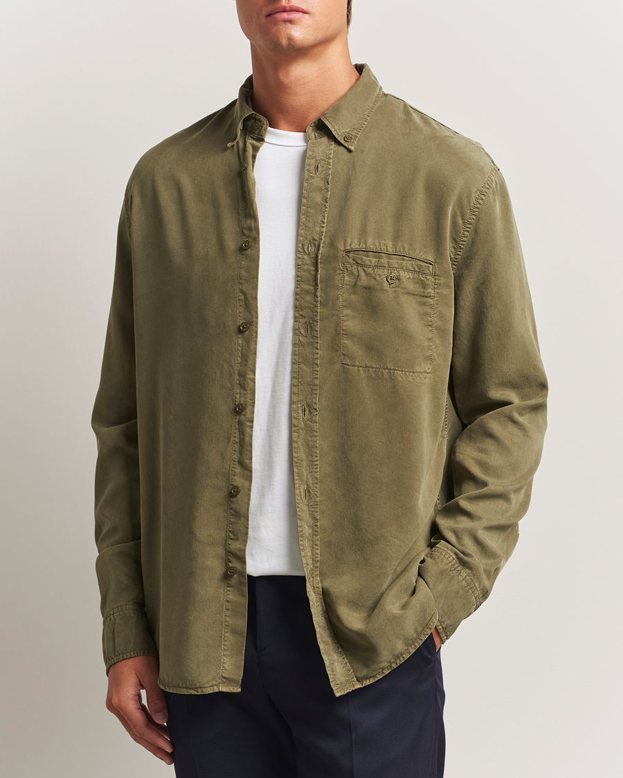 Heren | Overhemden | Filippa K | Zachary Lyocell Shirt Dark Olive