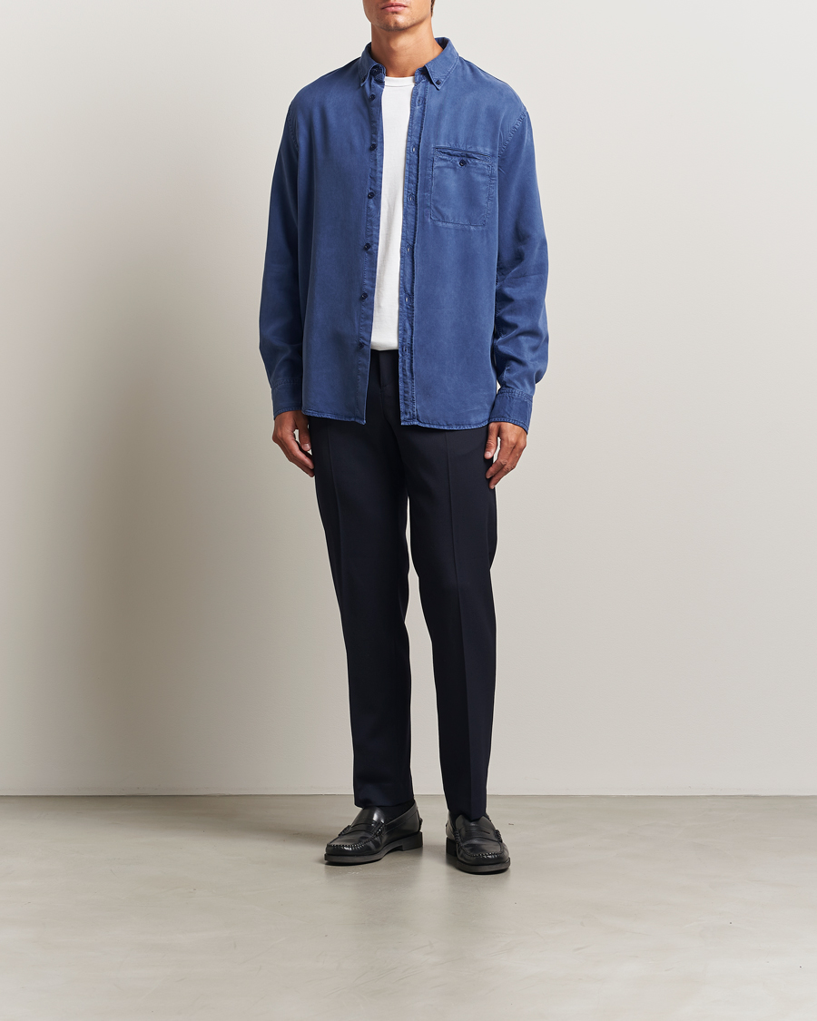 Heren | Overhemden | Filippa K | Zachary Lyocell Shirt Royal Navy