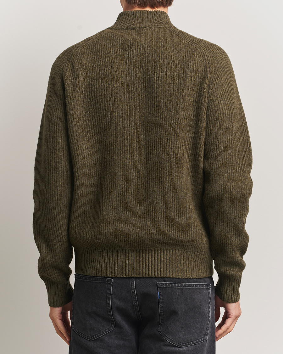 Heren | Truien | Filippa K | Ribbed Wool Half Zip Moss Green
