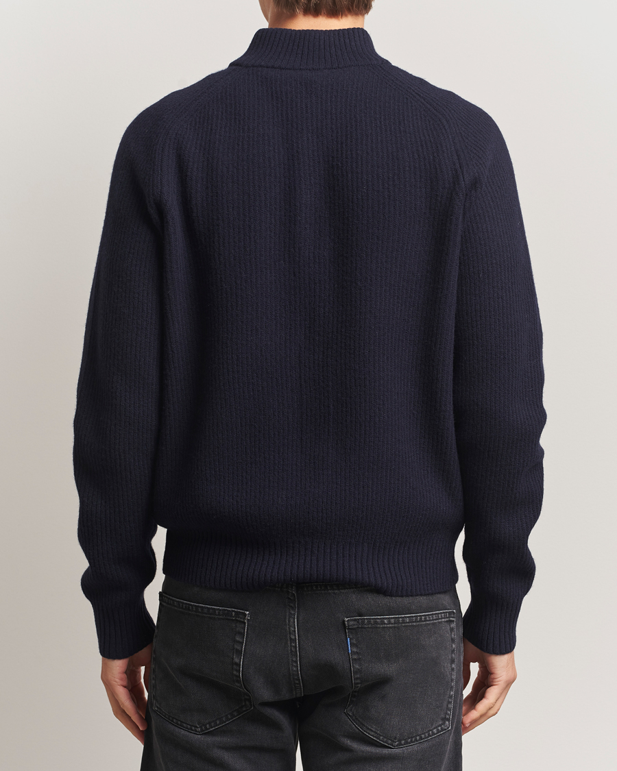 Heren | Truien | Filippa K | Ribbed Wool Half Zip Navy