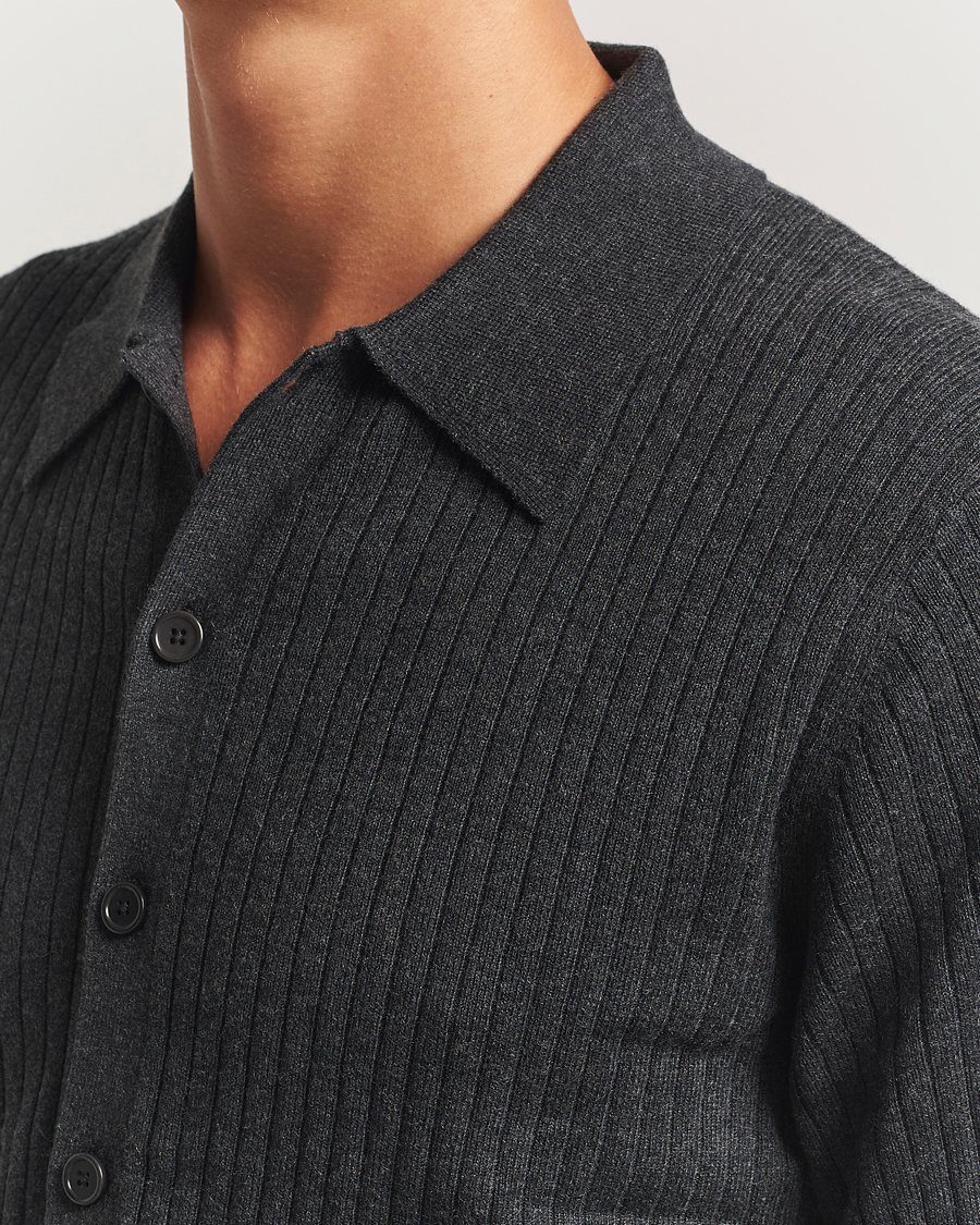 Heren | Truien | Filippa K | Cotton Merino Knitted Cardigan Anthracite Melange