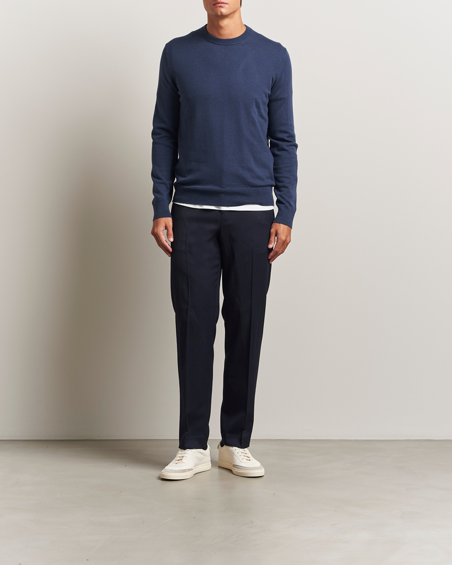 Heren | Truien | Filippa K | Cotton Merino Knitted Sweater Dusk Blue