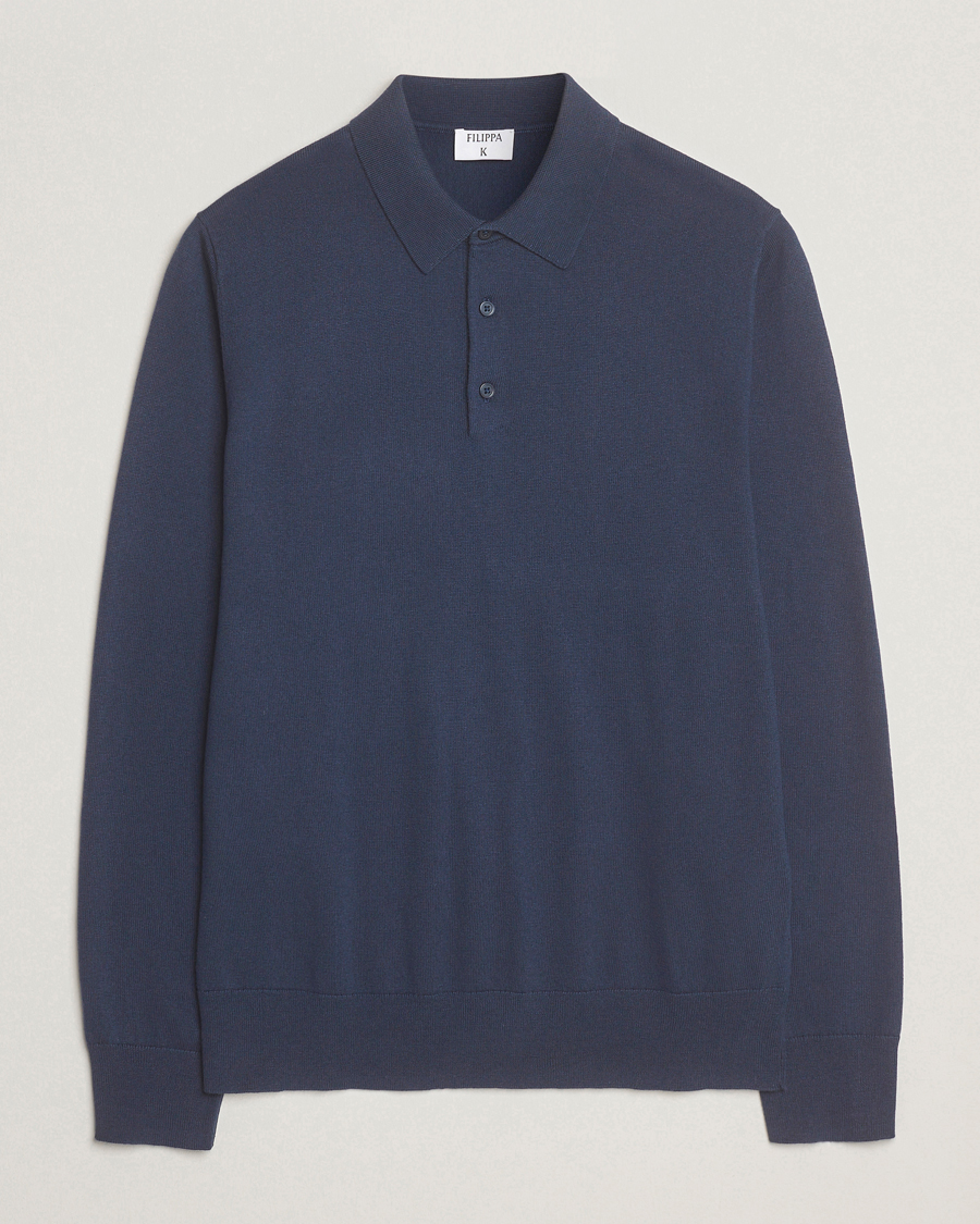 Heren | Truien | Filippa K | Knitted Polo Shirt Dusk Blue