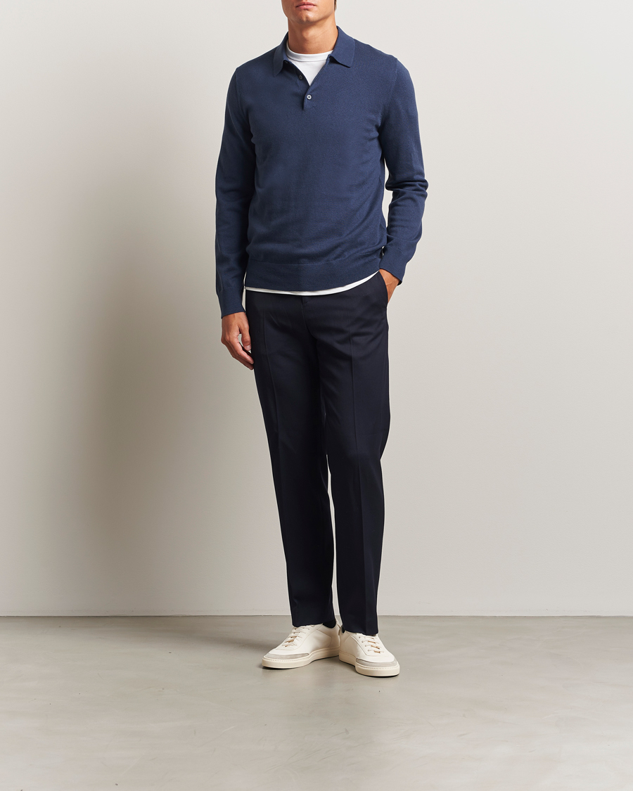Heren | Truien | Filippa K | Knitted Polo Shirt Dusk Blue