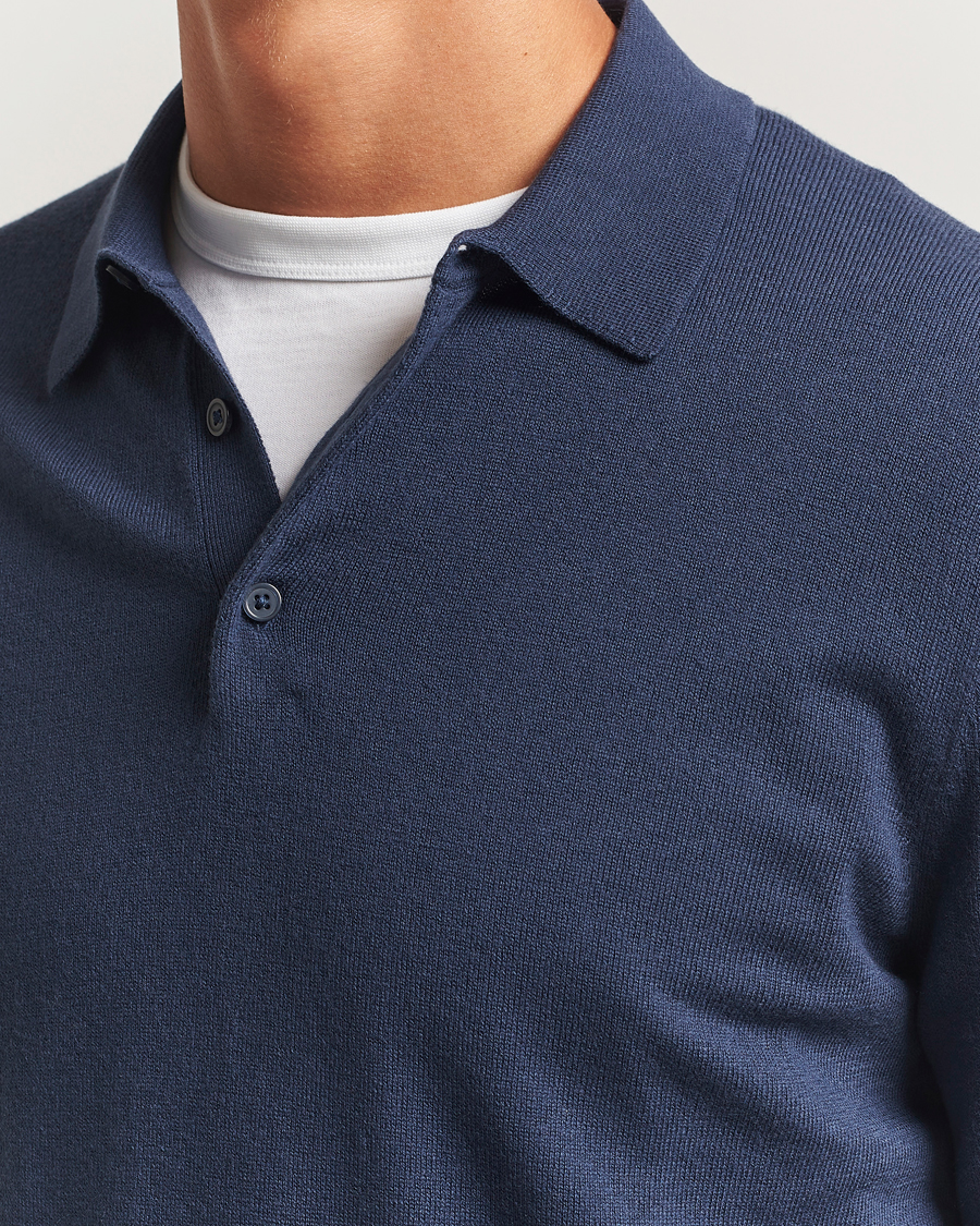 Heren | Truien | Filippa K | Knitted Polo Shirt Dusk Blue