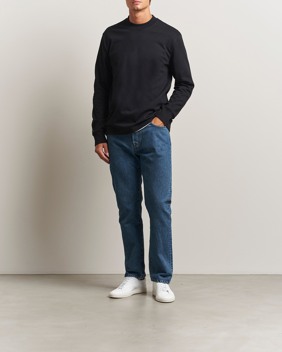 Heren | T-shirts | Filippa K | Heavy Cotton Mock Neck Long Sleeve T-Shirt Black