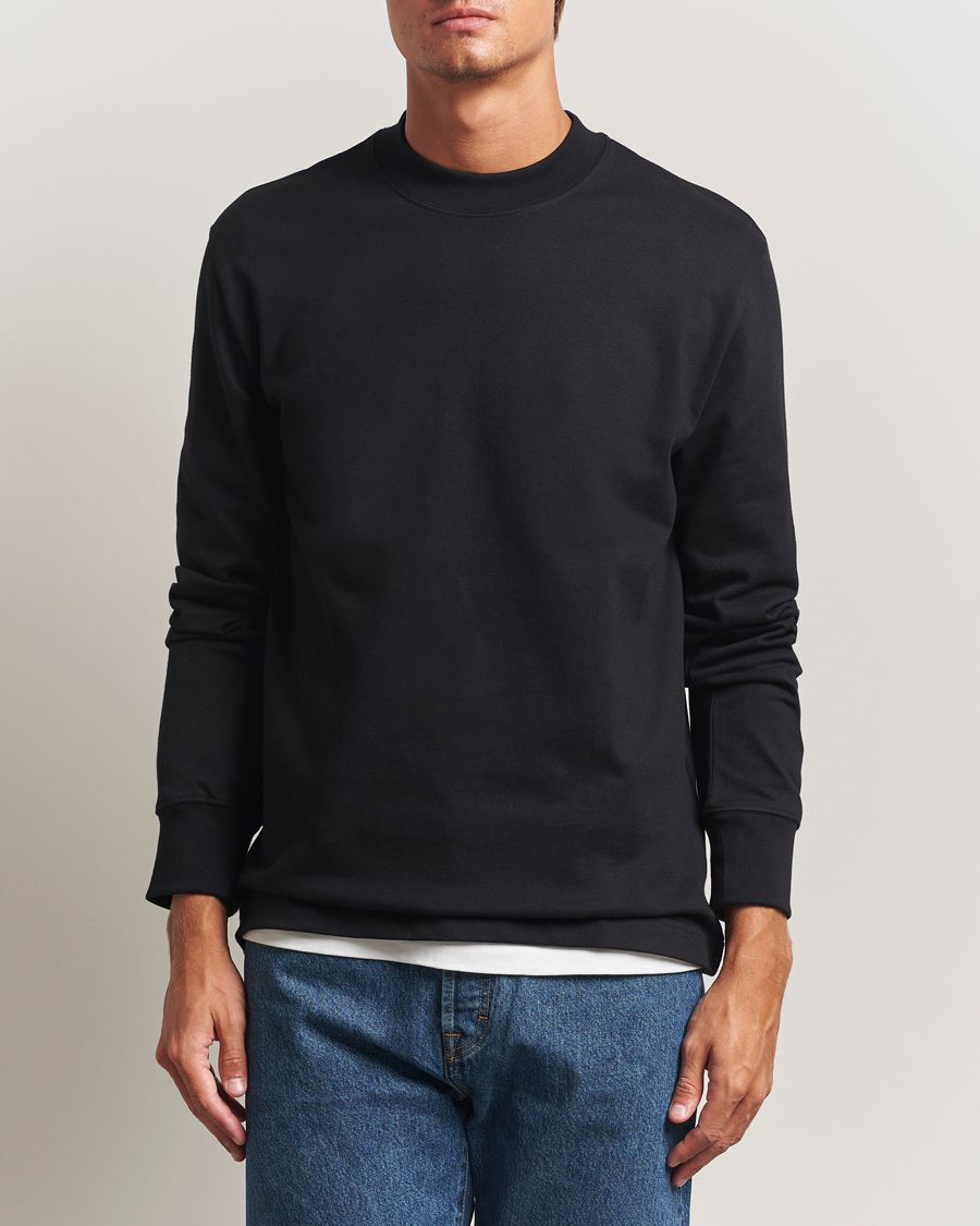 Heren | T-shirts | Filippa K | Heavy Cotton Mock Neck Long Sleeve T-Shirt Black