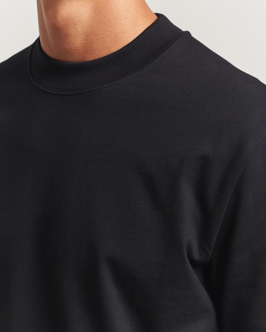 Heren | T-shirts | Filippa K | Heavy Cotton Mock Neck Long Sleeve T-Shirt Black