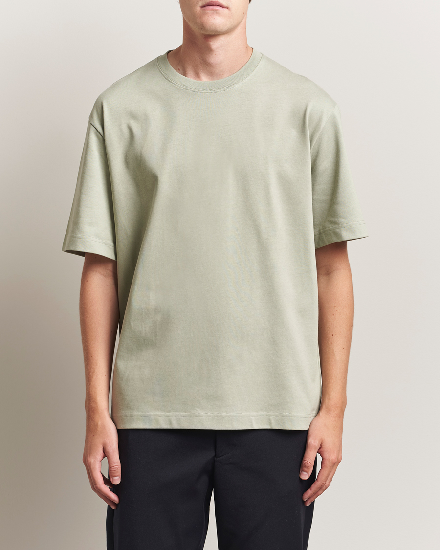 Heren | T-shirts | Filippa K | Heavy Cotton Crew Neck T-Shirt Faded Green Grey