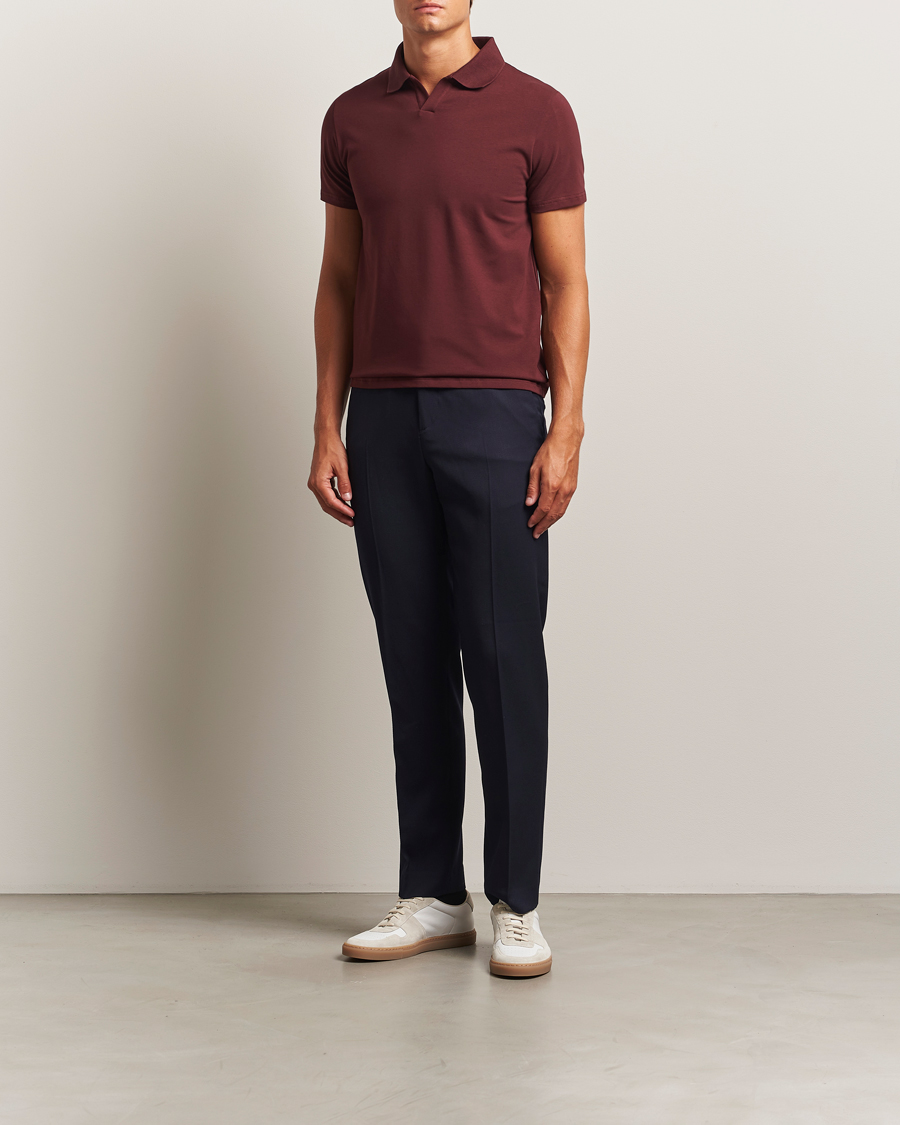 Heren | Polo's | Filippa K | Soft Lycra Polo T-Shirt Burgundy