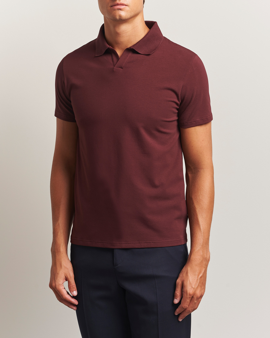 Heren | Polo's | Filippa K | Soft Lycra Polo T-Shirt Burgundy