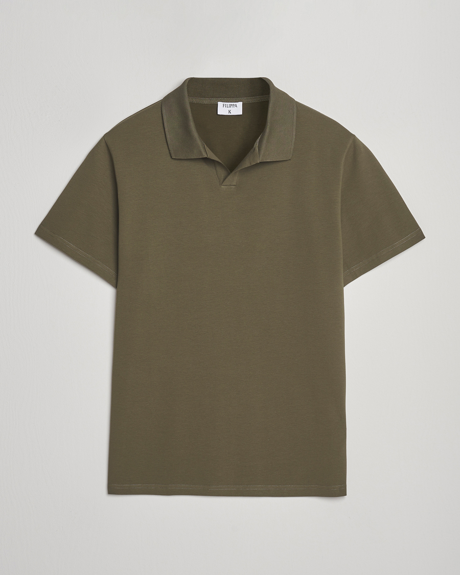 Heren | Polo's | Filippa K | Soft Lycra Polo T-Shirt Dark Olive