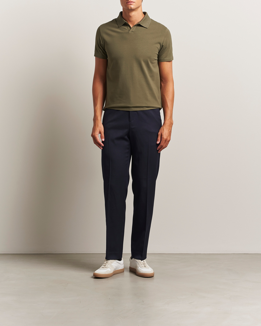 Heren | Polo's | Filippa K | Soft Lycra Polo T-Shirt Dark Olive