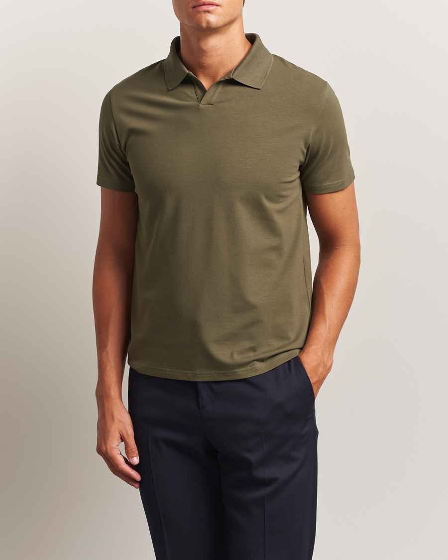 Heren | Polo's | Filippa K | Soft Lycra Polo T-Shirt Dark Olive