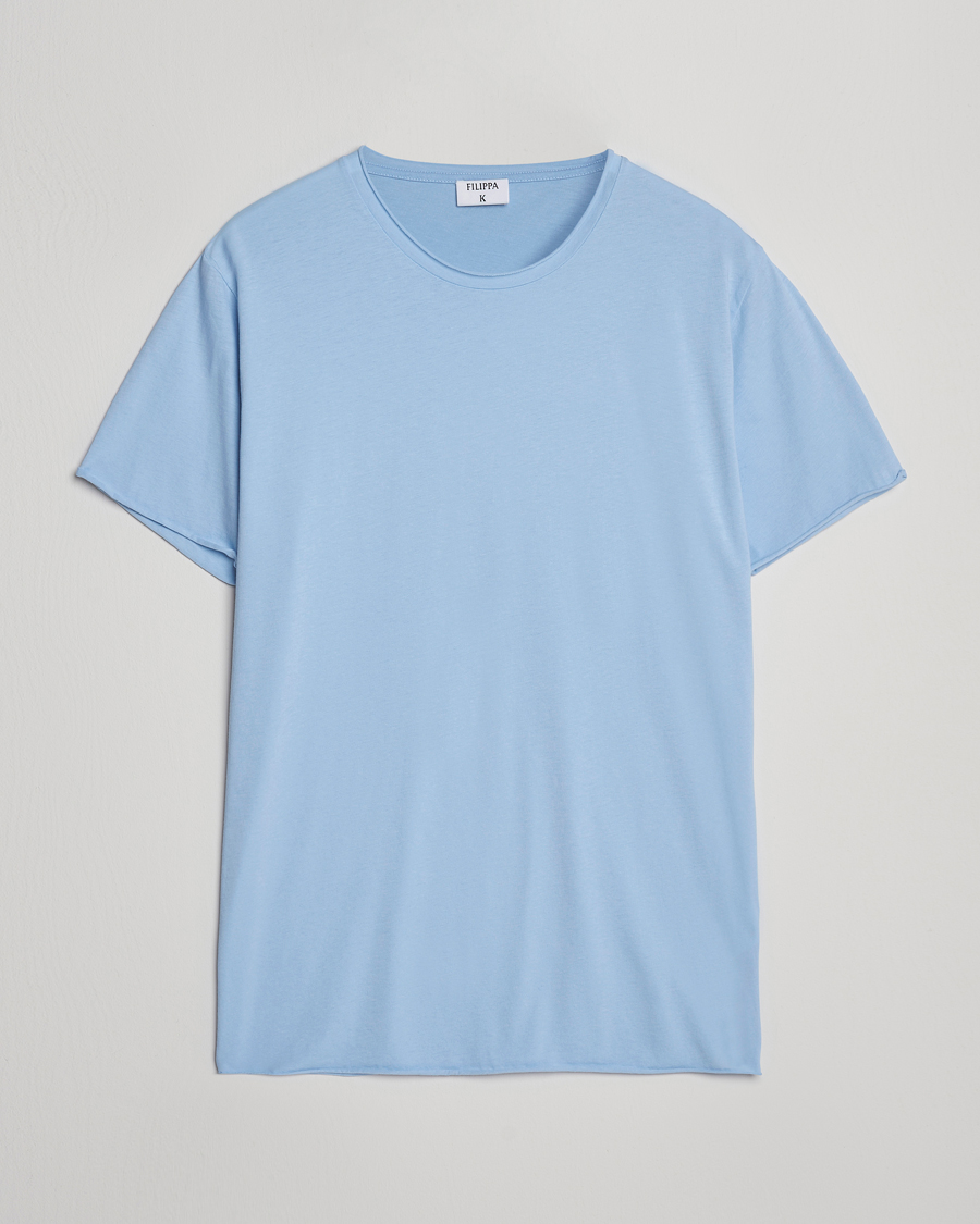 Heren | T-shirts | Filippa K | Roll Neck Crew Neck T-Shirt Frost Blue