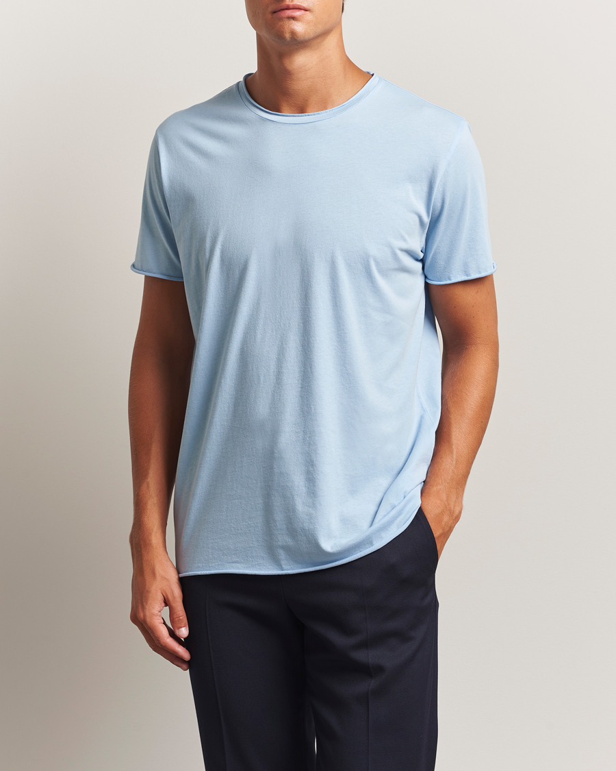 Heren | T-shirts | Filippa K | Roll Neck Crew Neck T-Shirt Frost Blue