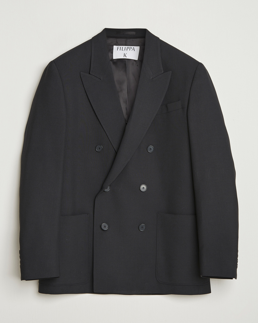 Heren | Blazers | Filippa K | Michael Wool Double Breasted Blazer Black