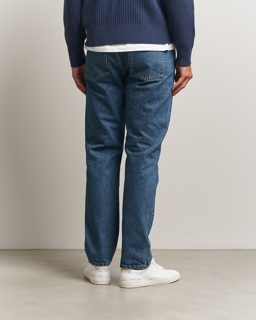 Heren | Jeans | Filippa K | Tapered Cropped Jeans Washed Mid Blue