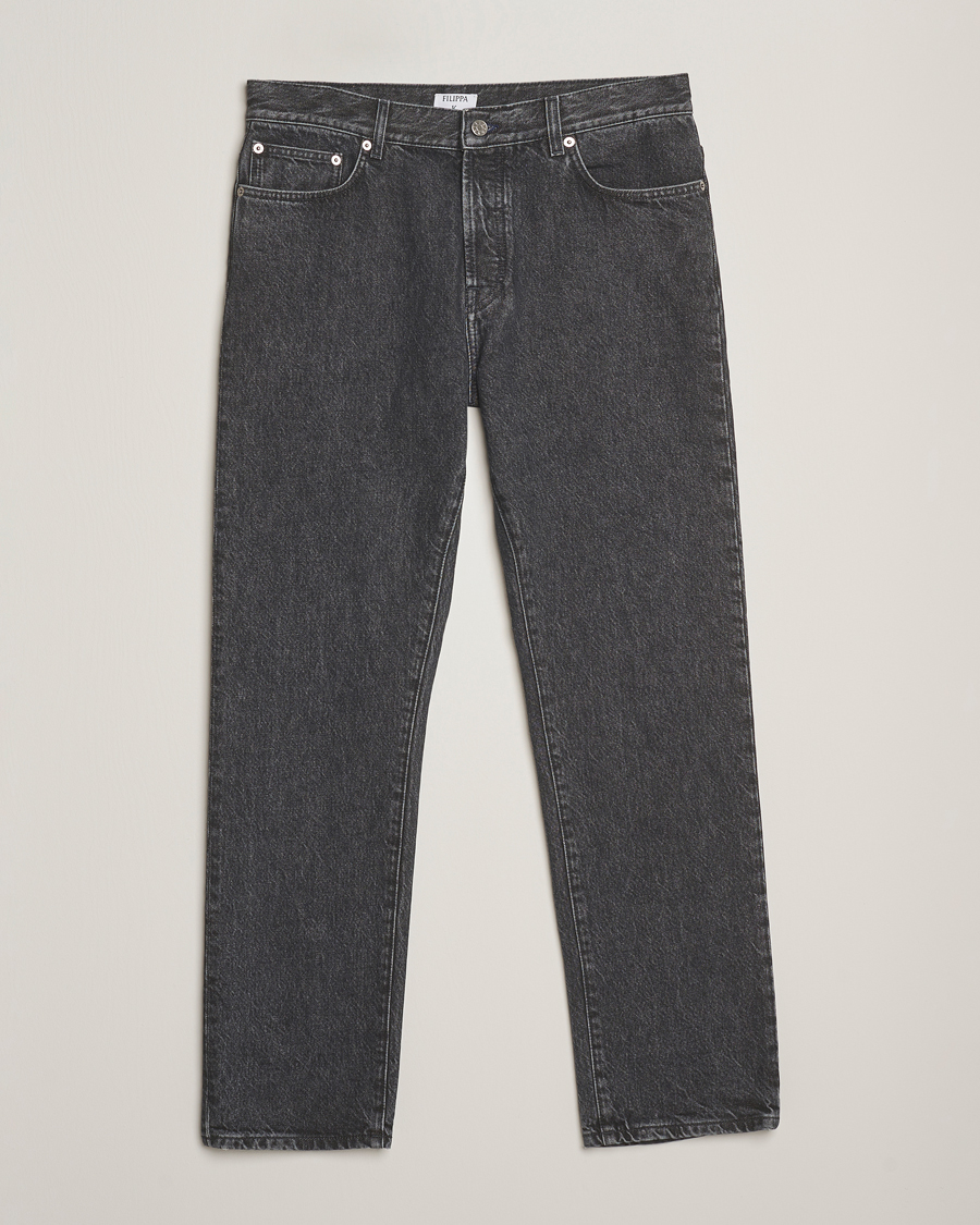 Heren | Jeans | Filippa K | Tapered Cropped Jeans Washed Black