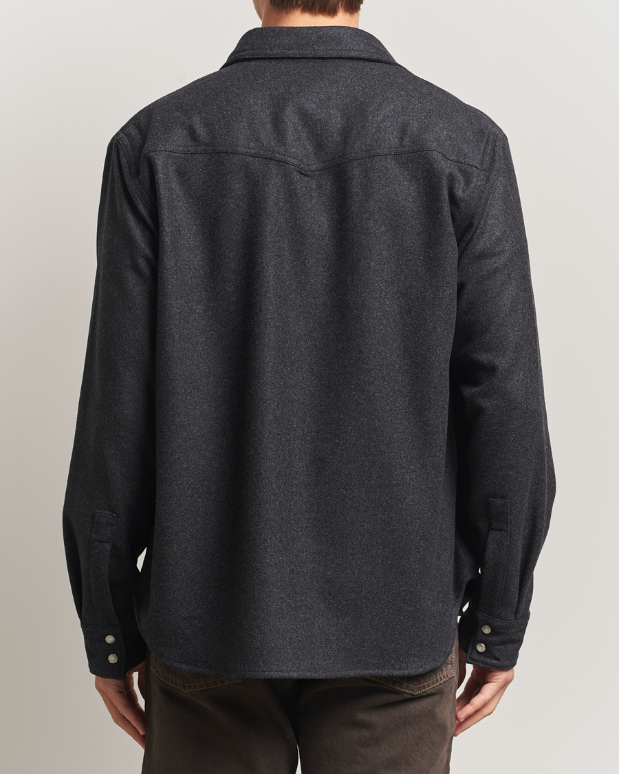 Heren | Overhemden | Filippa K | Western Wool Shirt Anthracite Melange