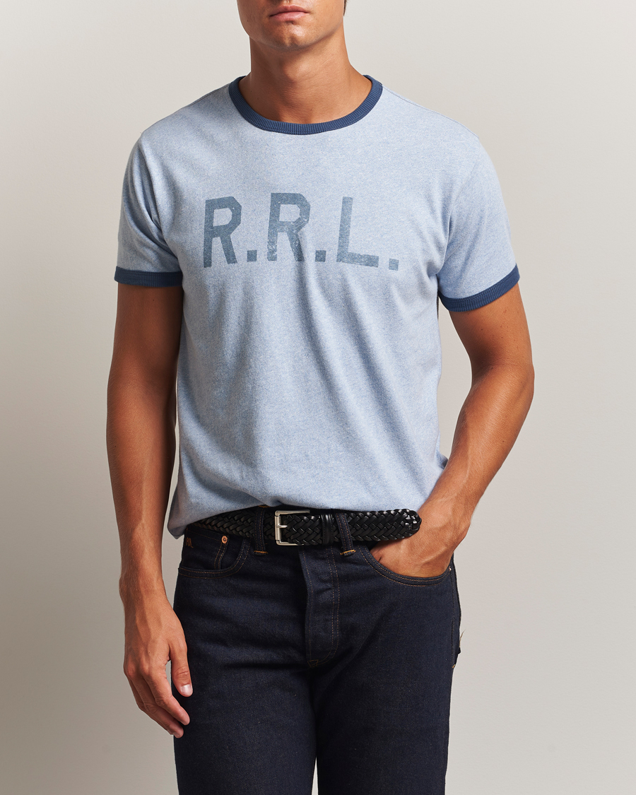 Heren | T-shirts | RRL | Stencil Ringer T-Shirt Light Blue Heather