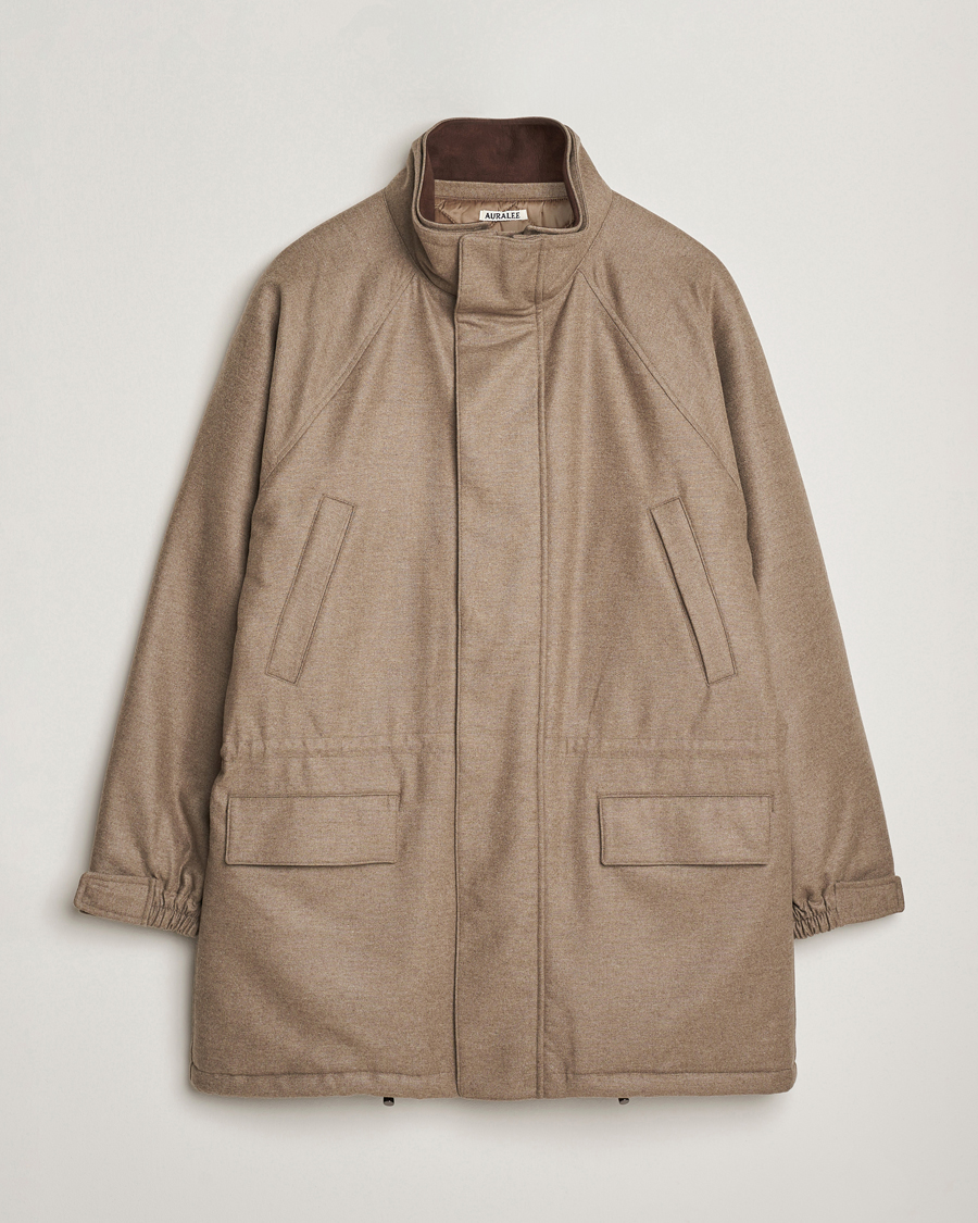 Heren | Jassen | Auralee | Wool Flannel Down Coat Brown