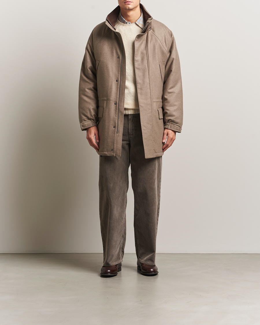Heren | Jassen | Auralee | Wool Flannel Down Coat Brown