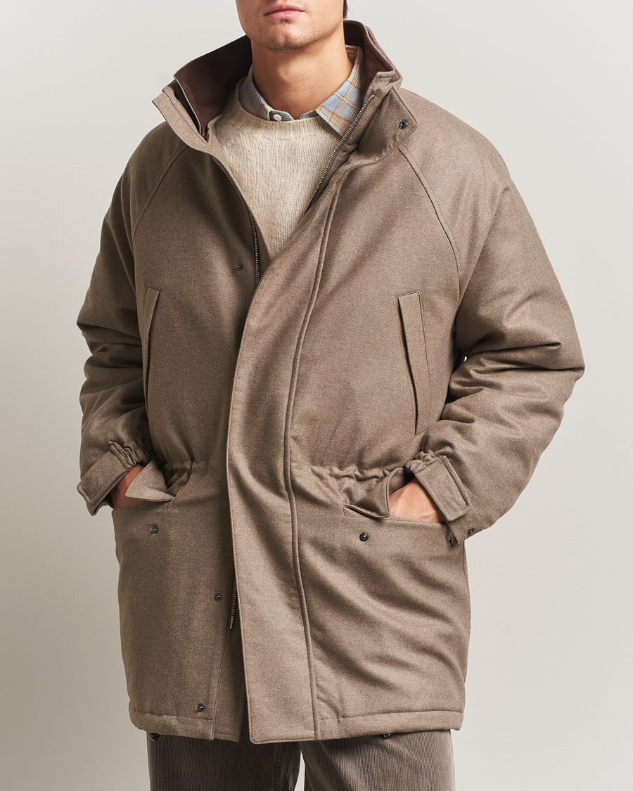 Heren | Jassen | Auralee | Wool Flannel Down Coat Brown