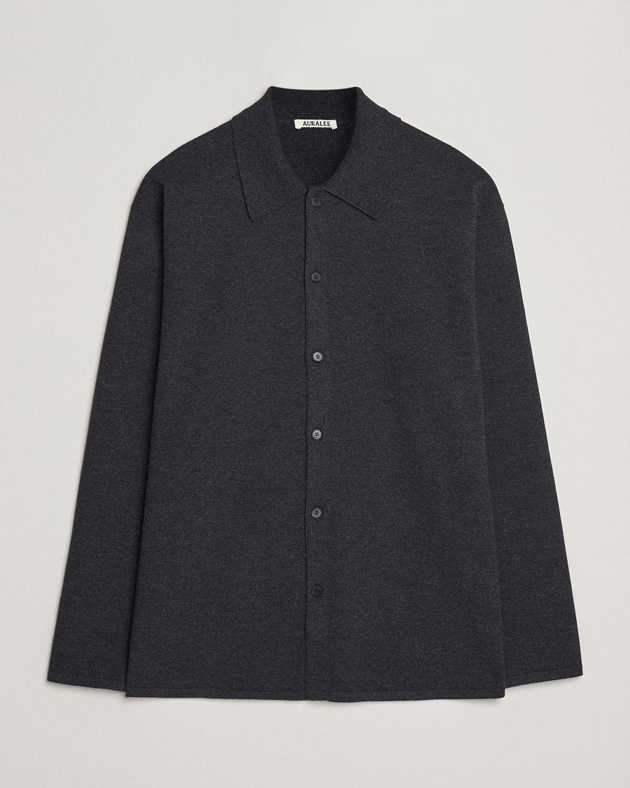 Heren | Truien | Auralee | Wool Knit Shirt Cardigan Charcoal