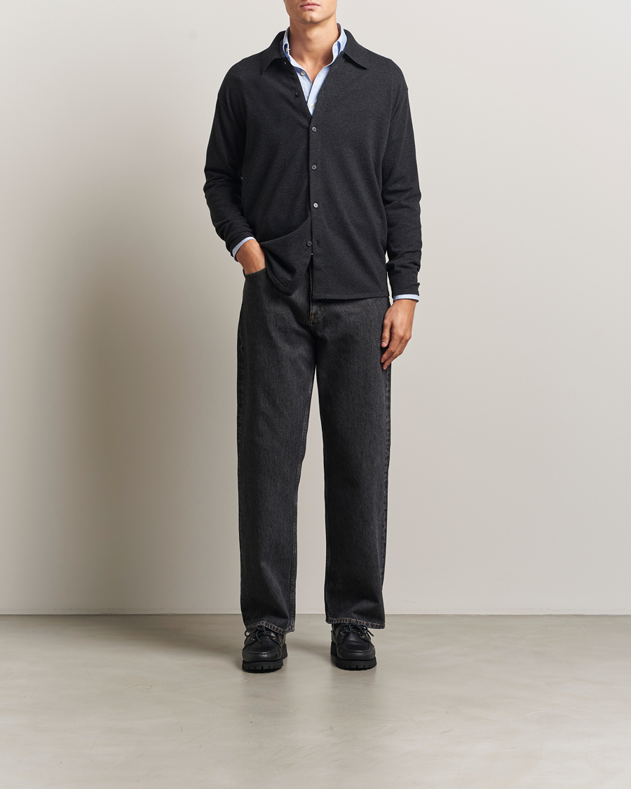 Heren | Truien | Auralee | Wool Knit Shirt Cardigan Charcoal