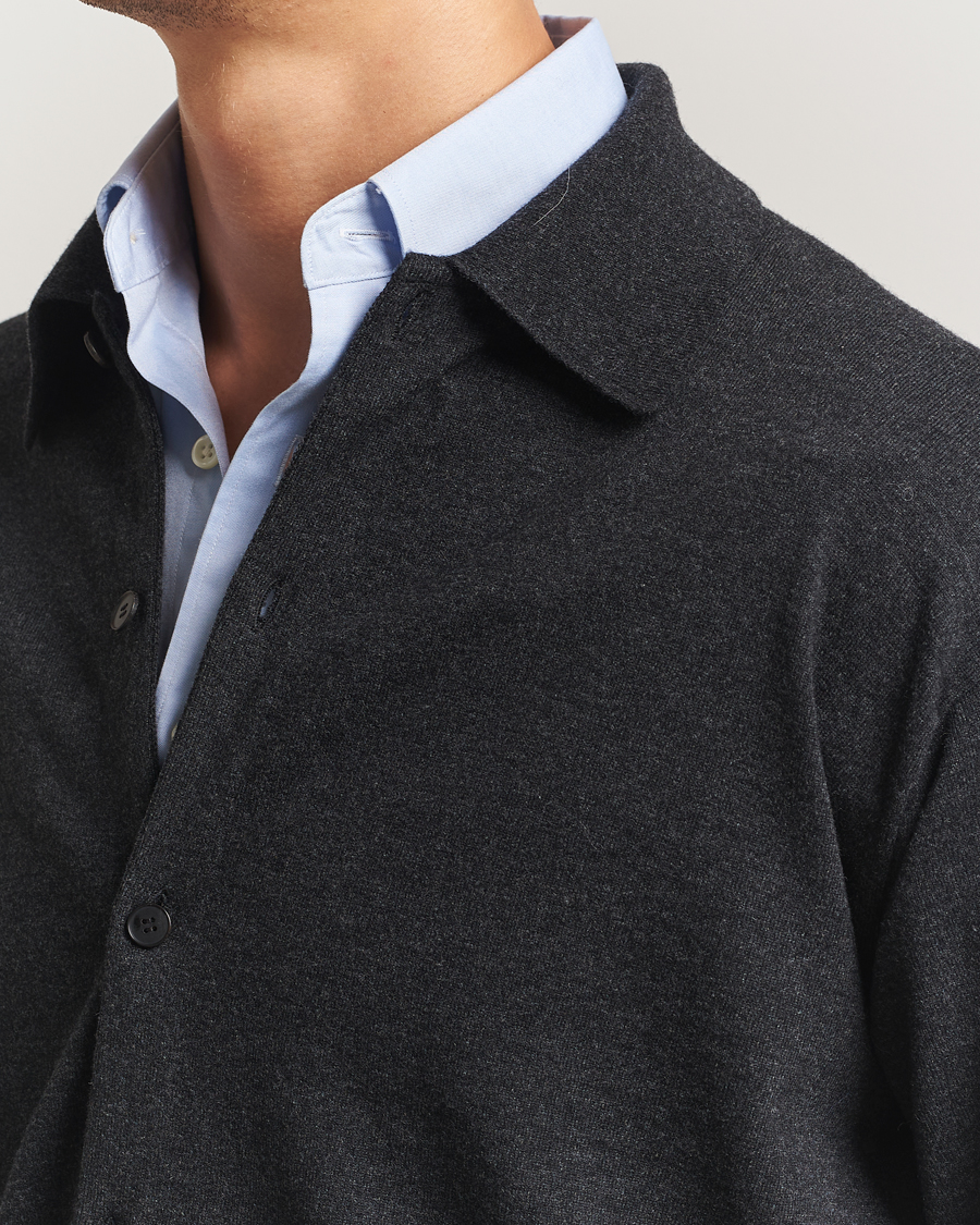 Heren | Truien | Auralee | Wool Knit Shirt Cardigan Charcoal