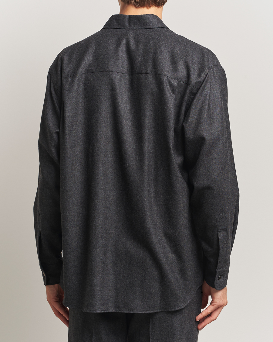 Heren | Overhemden | Auralee | Superligt Flannel Shirt Charcoal