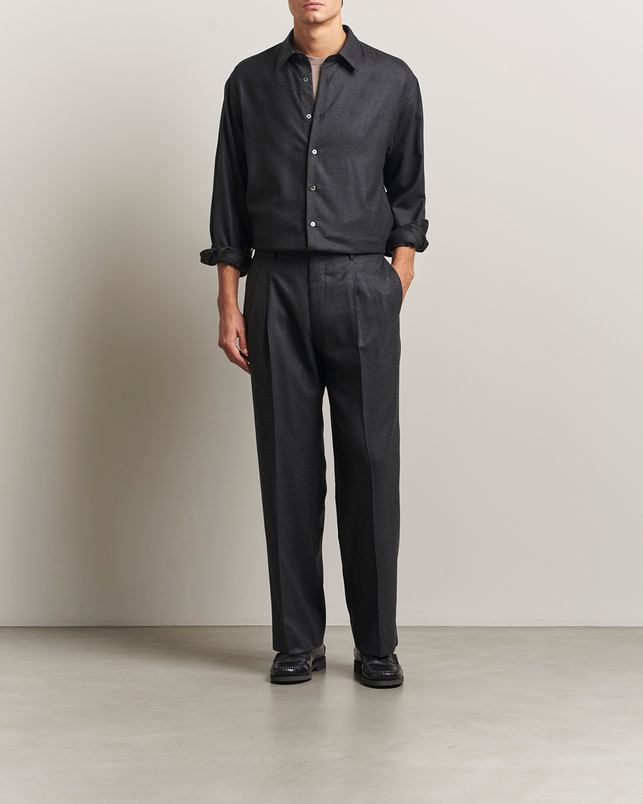 Heren | Broeken | Auralee | Superlight Flannel Slacks Charcoal