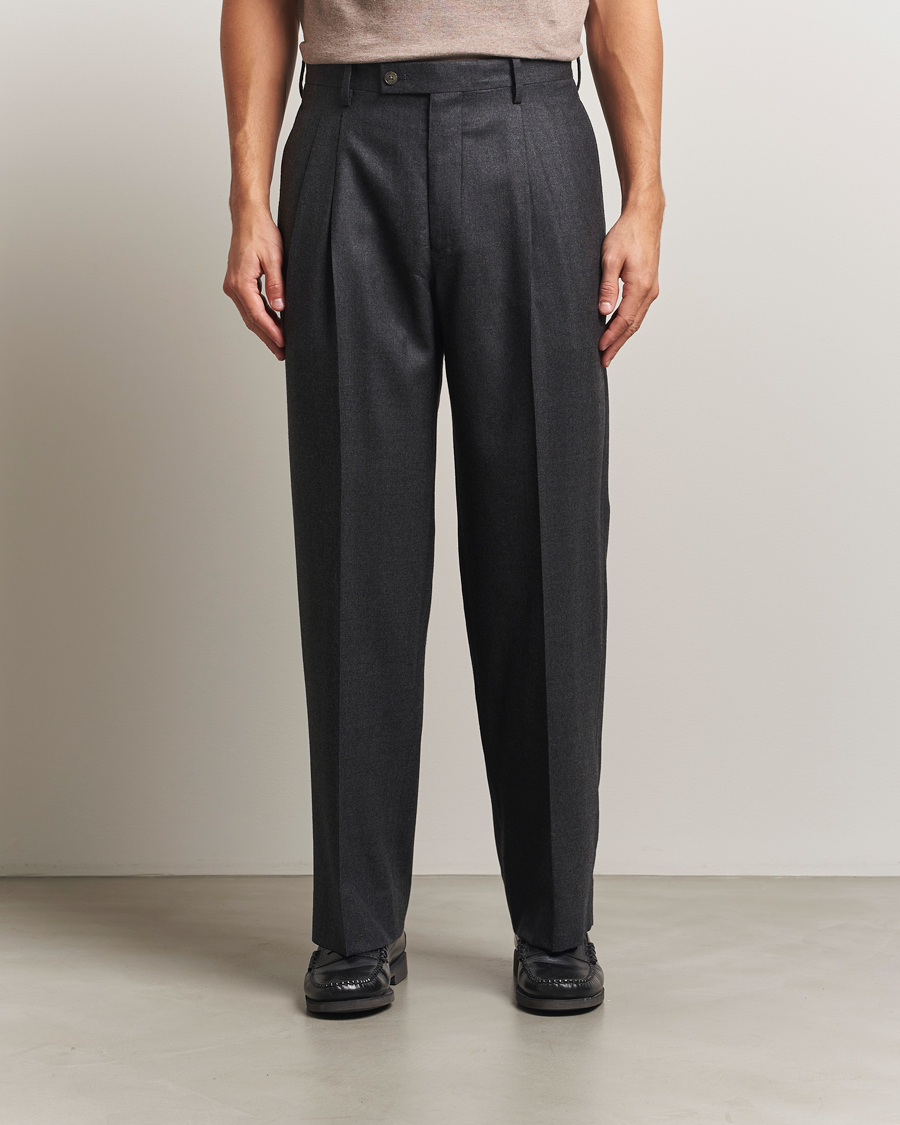 Heren | Broeken | Auralee | Superlight Flannel Slacks Charcoal
