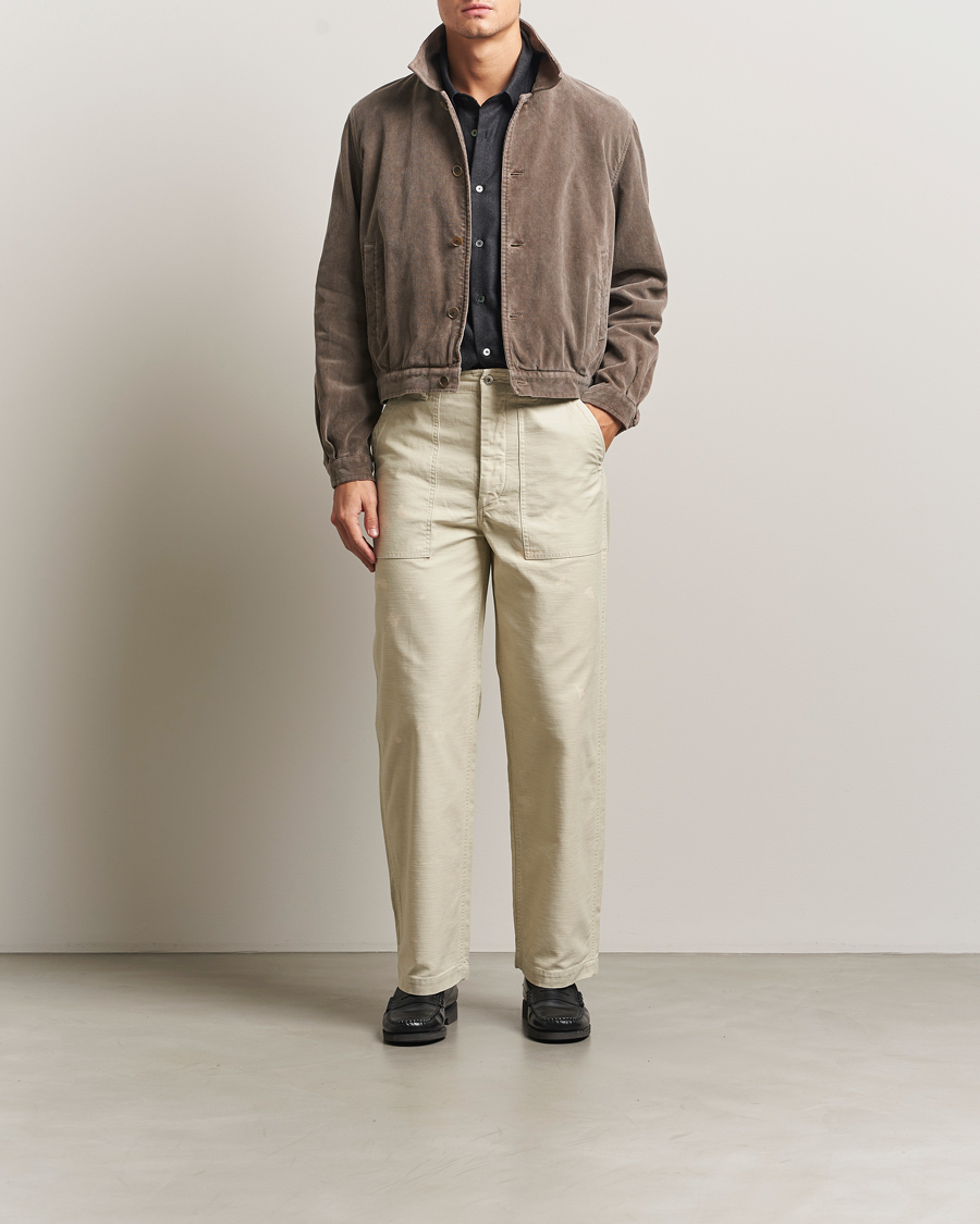 Heren | Broeken | Auralee | Bleached Satin Baker Pants Ivory