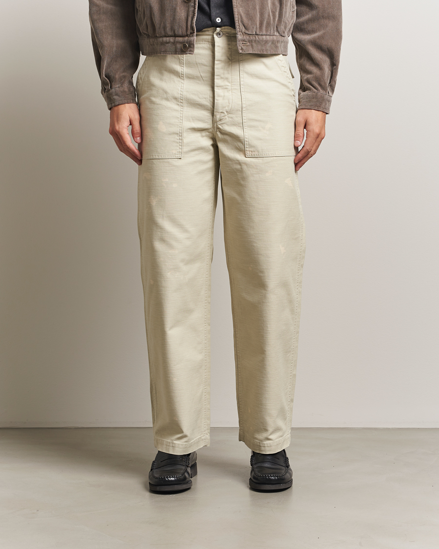 Heren | Broeken | Auralee | Bleached Satin Baker Pants Ivory