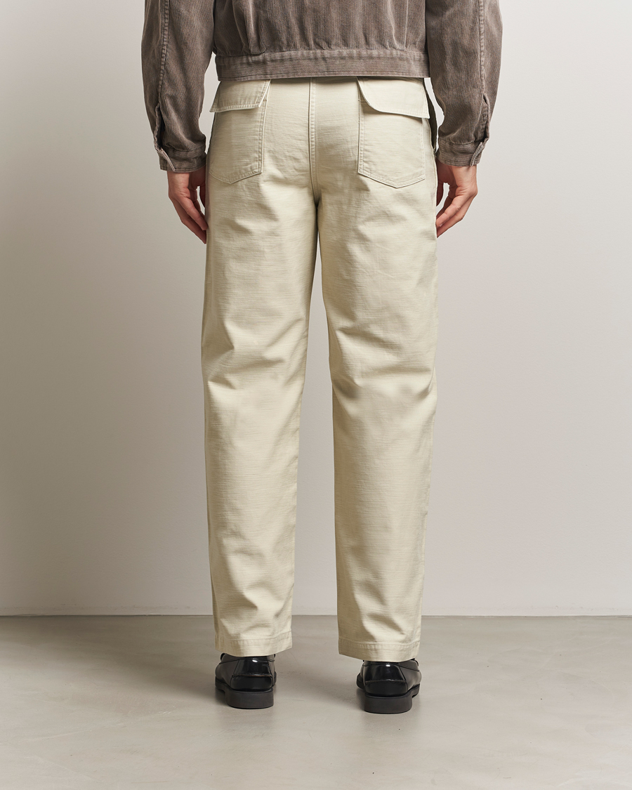 Heren | Broeken | Auralee | Bleached Satin Baker Pants Ivory