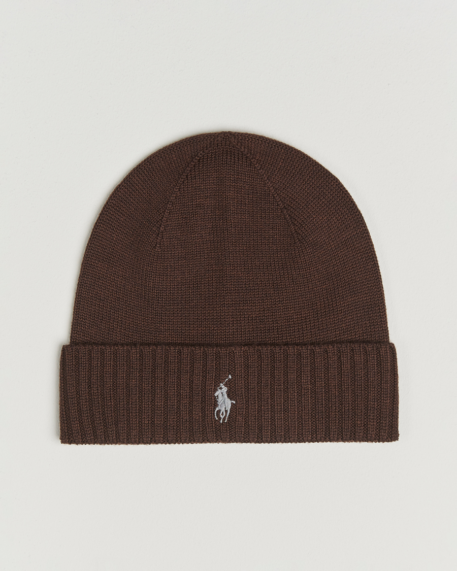 Heren | Mutsen | Polo Ralph Lauren | Merino Beanie Brown Melange