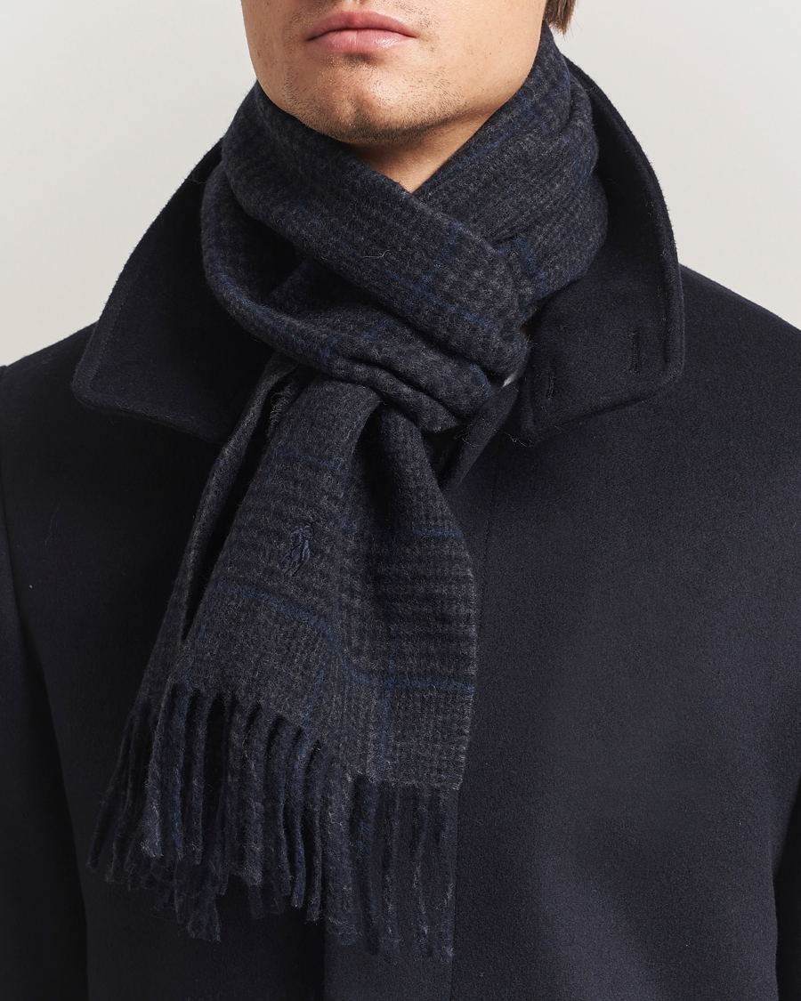 Heren | Sjaals | Polo Ralph Lauren | Wool Blend Scarf Navy Check