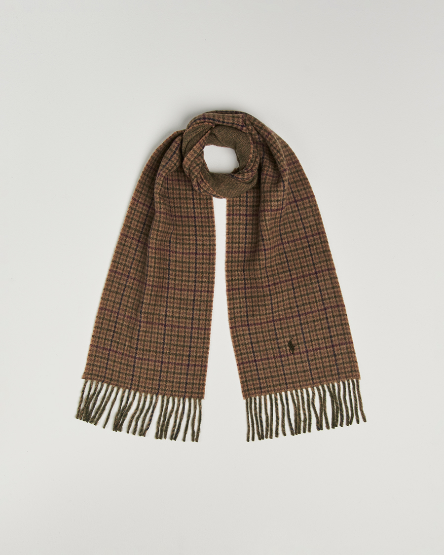 Heren | Sjaals | Polo Ralph Lauren | Wool Blend Scarf Olive Check