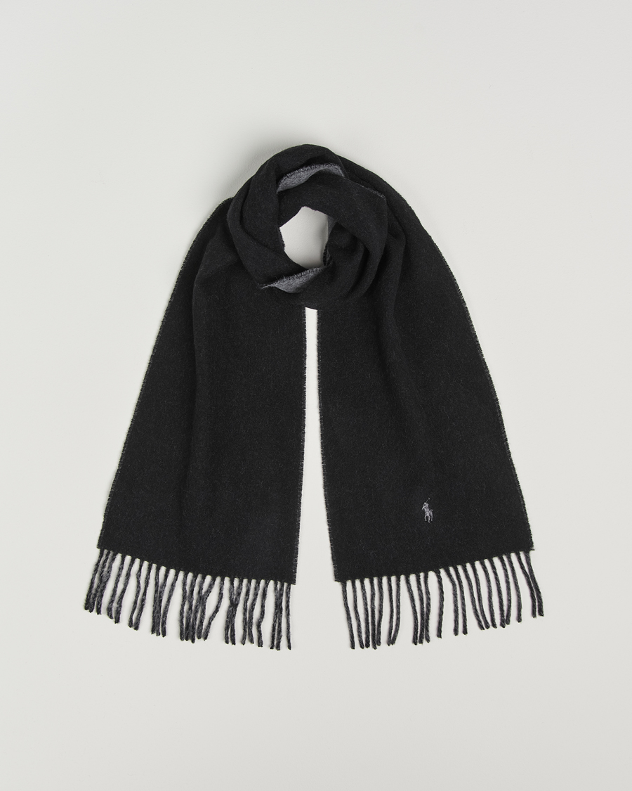 Heren | Polo Ralph Lauren Reversible Wool Scarf Polo Black/Grey | Polo Ralph Lauren | Reversible Wool Scarf Polo Black/Grey