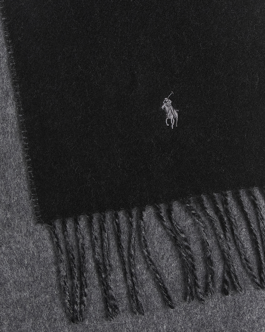 Heren | Polo Ralph Lauren Reversible Wool Scarf Polo Black/Grey | Polo Ralph Lauren | Reversible Wool Scarf Polo Black/Grey