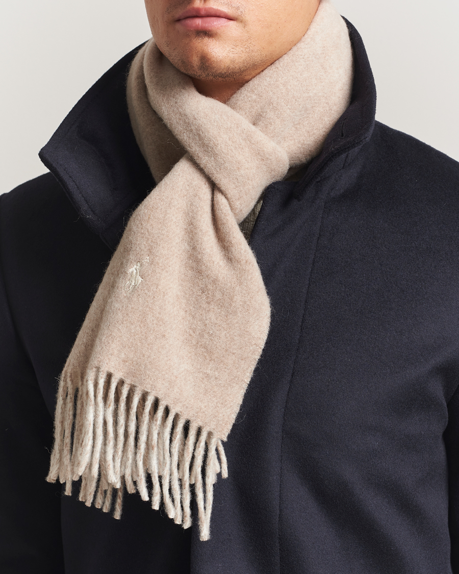 Heren | Polo Ralph Lauren Reversible Wool Scarf Taupe/Winter Cream | Polo Ralph Lauren | Reversible Wool Scarf Taupe/Winter Cream