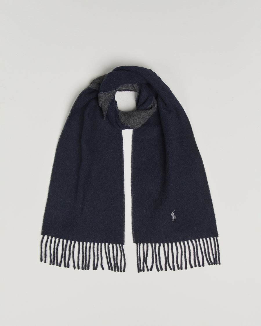 Heren | Sjaals | Polo Ralph Lauren | Reversible Wool Scarf Navy/Charcoal