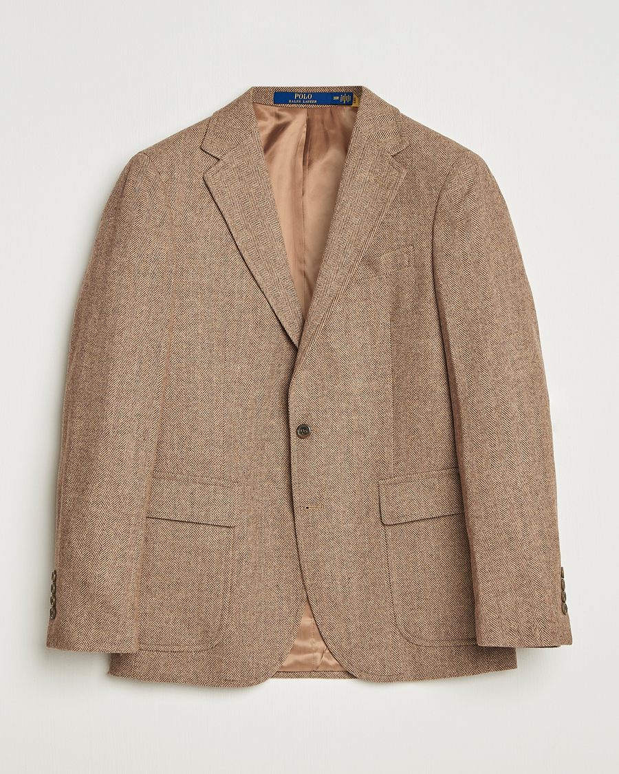 Heren | Blazers | Polo Ralph Lauren | Single Breasted Herringbone Sportcoat Brown/Tan
