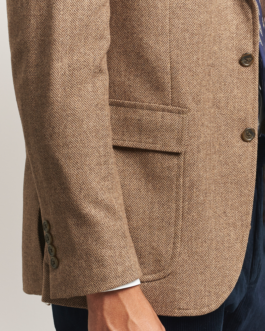 Heren | Blazers | Polo Ralph Lauren | Single Breasted Herringbone Sportcoat Brown/Tan