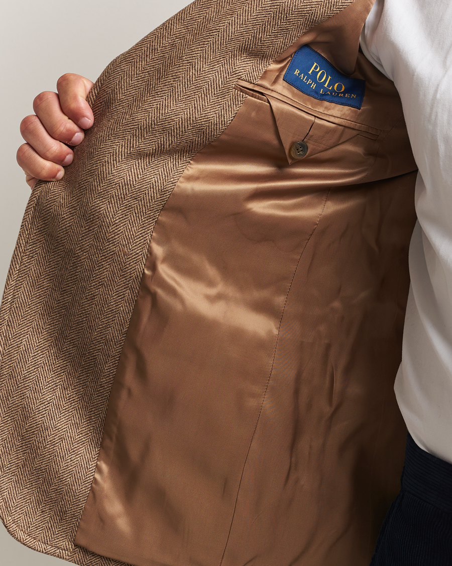 Heren | Blazers | Polo Ralph Lauren | Single Breasted Herringbone Sportcoat Brown/Tan