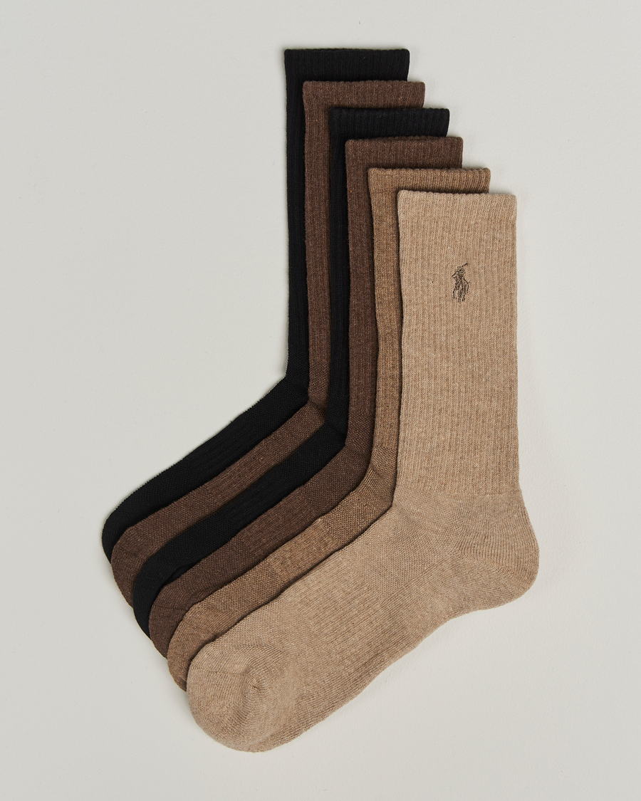 Heren | Ondergoed | Polo Ralph Lauren | 6-Pack Cotton Rib Sock Brown Assorted